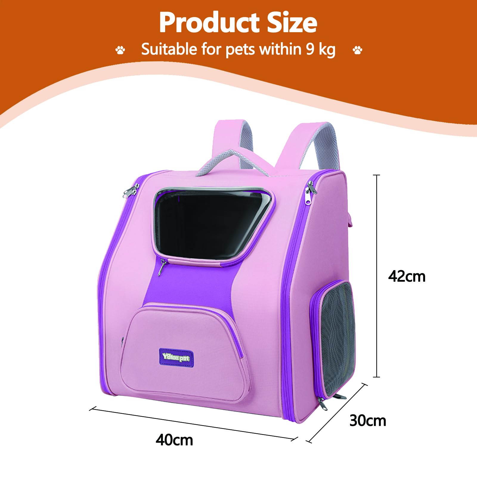 Galatée Mochila para Gatos, Mochila Cómoda para Perros para Viajes, Senderismo y Acampadas, Mochila Transpirable para Mascotas, Bolsa De Viaje para Gatos Homologada para Aerolíneas(Morado)