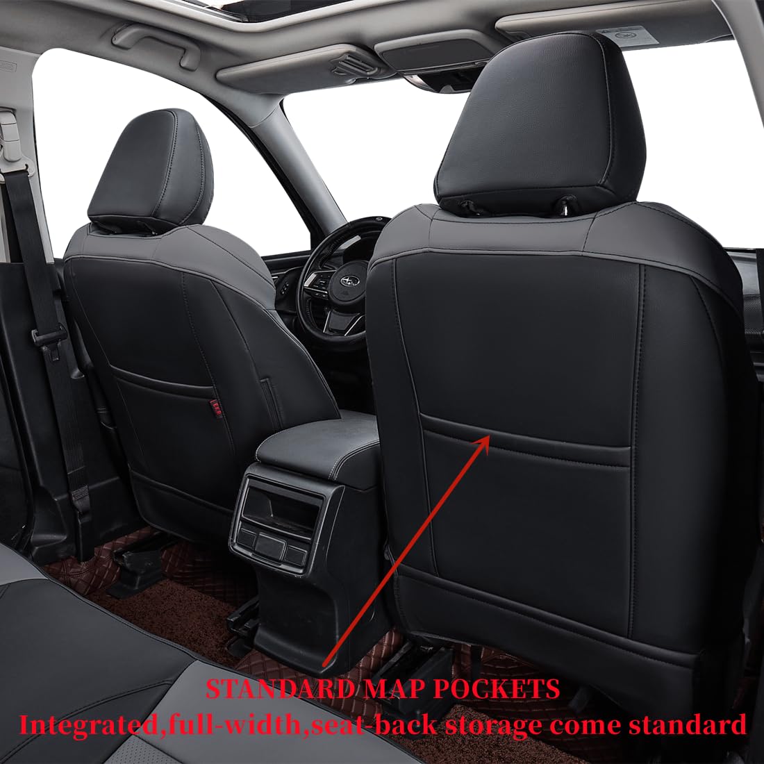 coverdream Crosstrek Car Seat Covers Custom Fit for 2024-2025 Subaru Crosstrek Premium,Sport,Limited,Wilderness Seat Covers,Full Coverage Waterproof Leather Seat Protector(Full Set,Black/Gray)