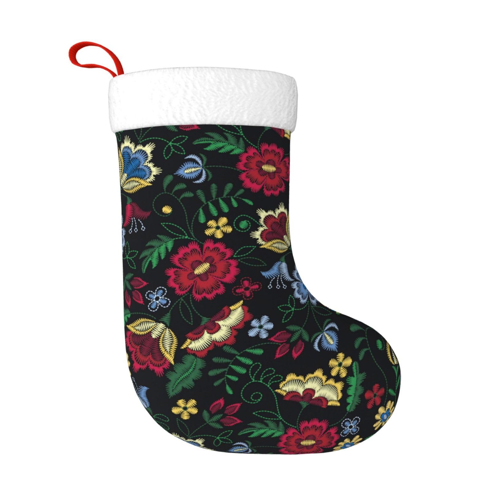 LNFZiZO Embroidery Flower Pattern Christmas Stockings Large Xmas Stocking Christmas Hanging Ornaments Decorations For Holiday Party