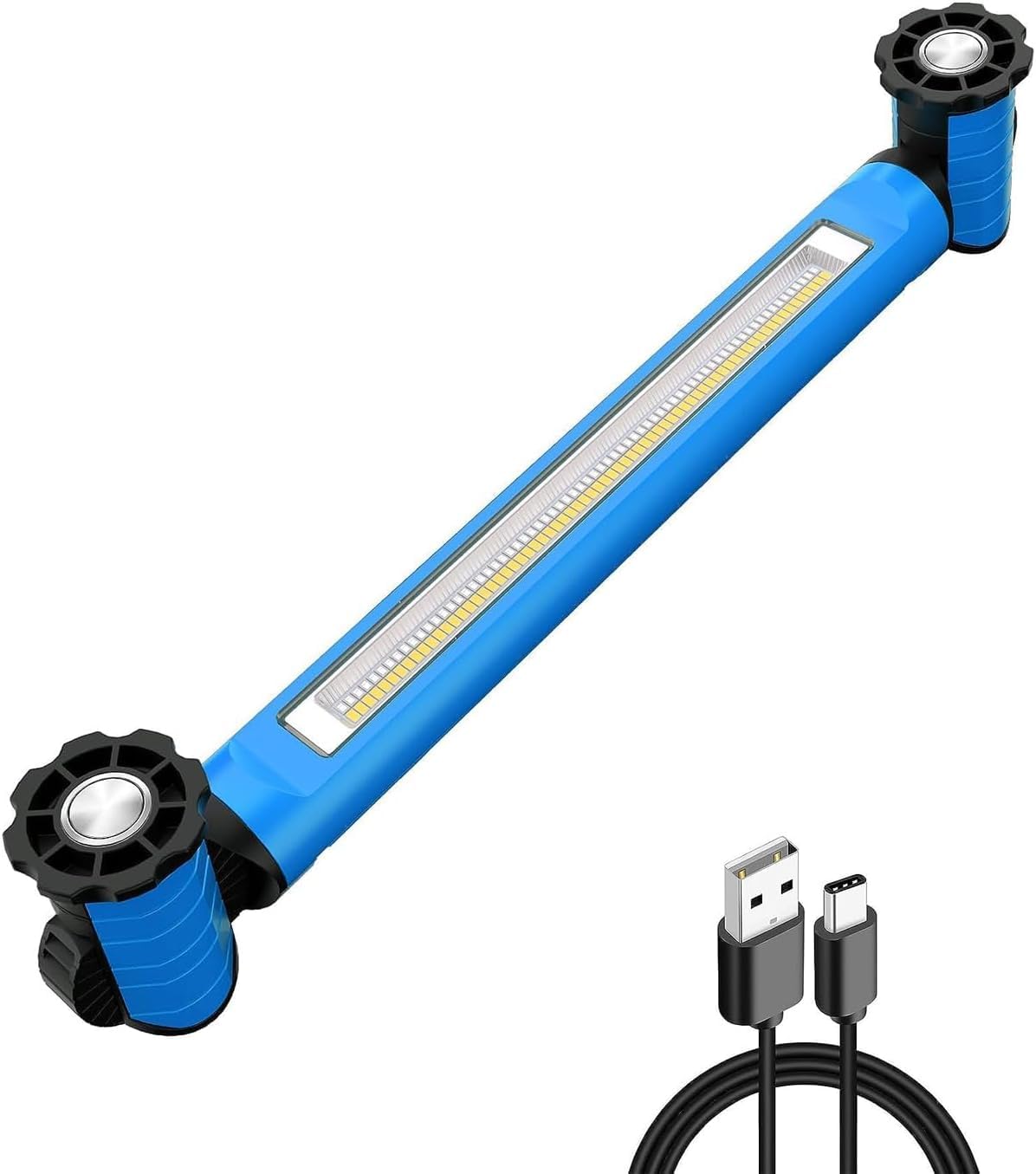 CLY Luz de trabajo, 3000 lm, luz de trabajo LED brillante magnética debajo del capó, barra de luz de trabajo recargable de 5000 mAh, luz mecánica con ganchos, 6 modos, inalámbrica, funciona con pilas