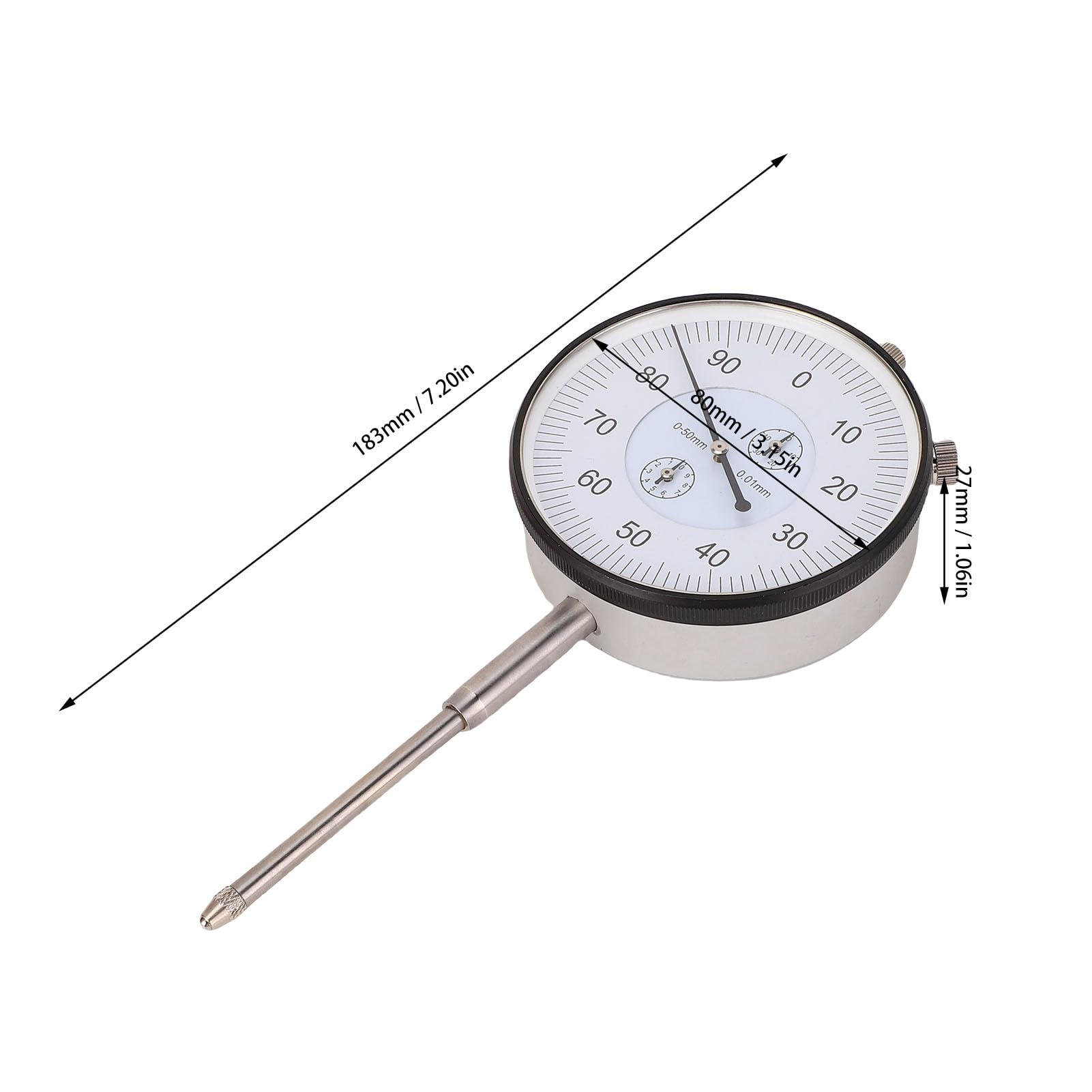 0,01 Mm Stoßfeste Mechanische Messuhr für Präzise Bearbeitung, Metrische Messuhr aus Edelstahl für Maschinen, Fertigung, Luftfahrt, Formenbau