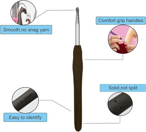 Miniatura 2 de Mdoker Ganchos de ganchillo extralargos, agarre ergonómico, mango suave para ganchillo hecho a mano, agujas de ganchillo para manos artríticas,