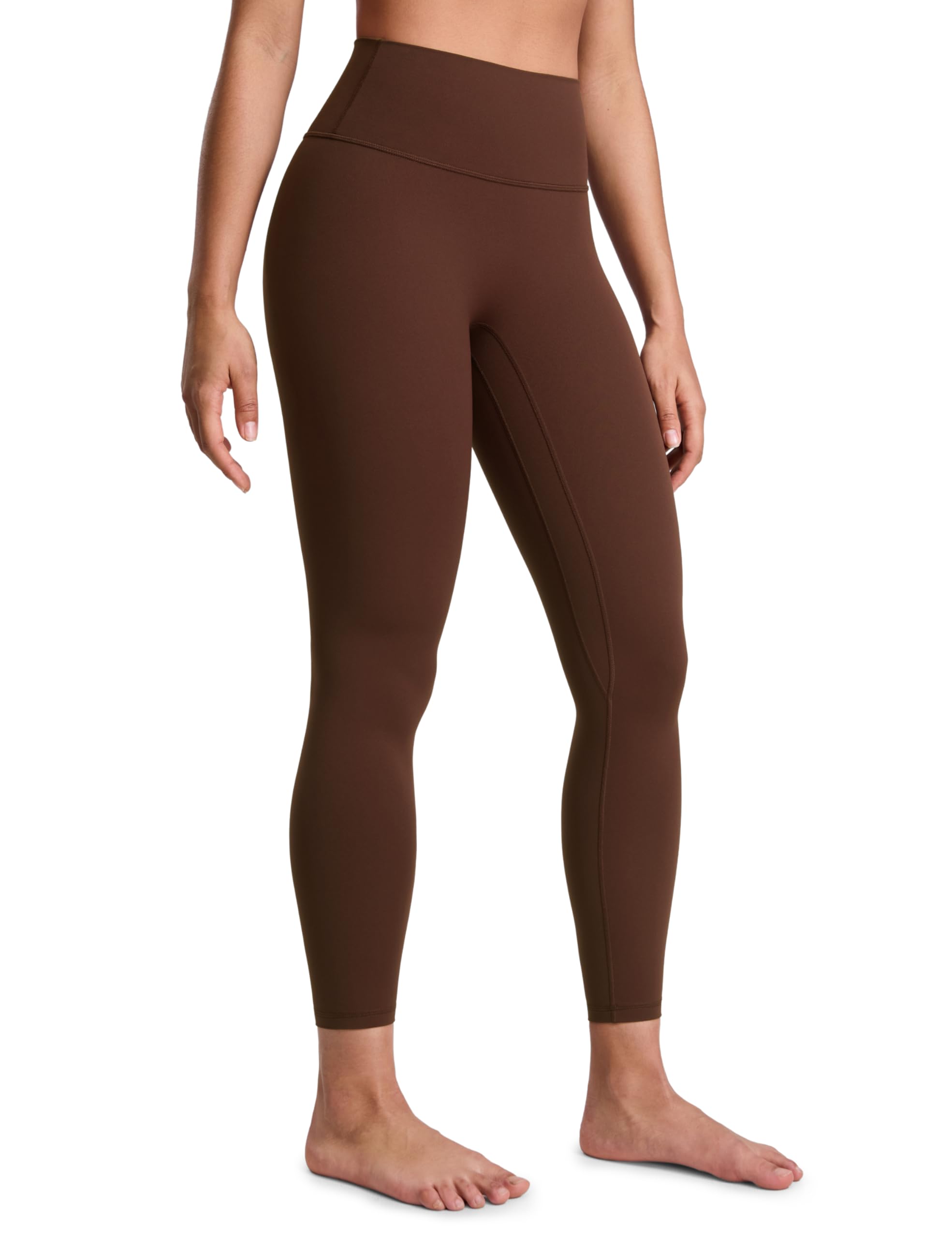 CRZ YOGA Womens SculptAir No Front Seam Yoga Leggings 25" - High Waisted Stretchy Workout Athletic Pilates Soft Pants Lava Brown 10