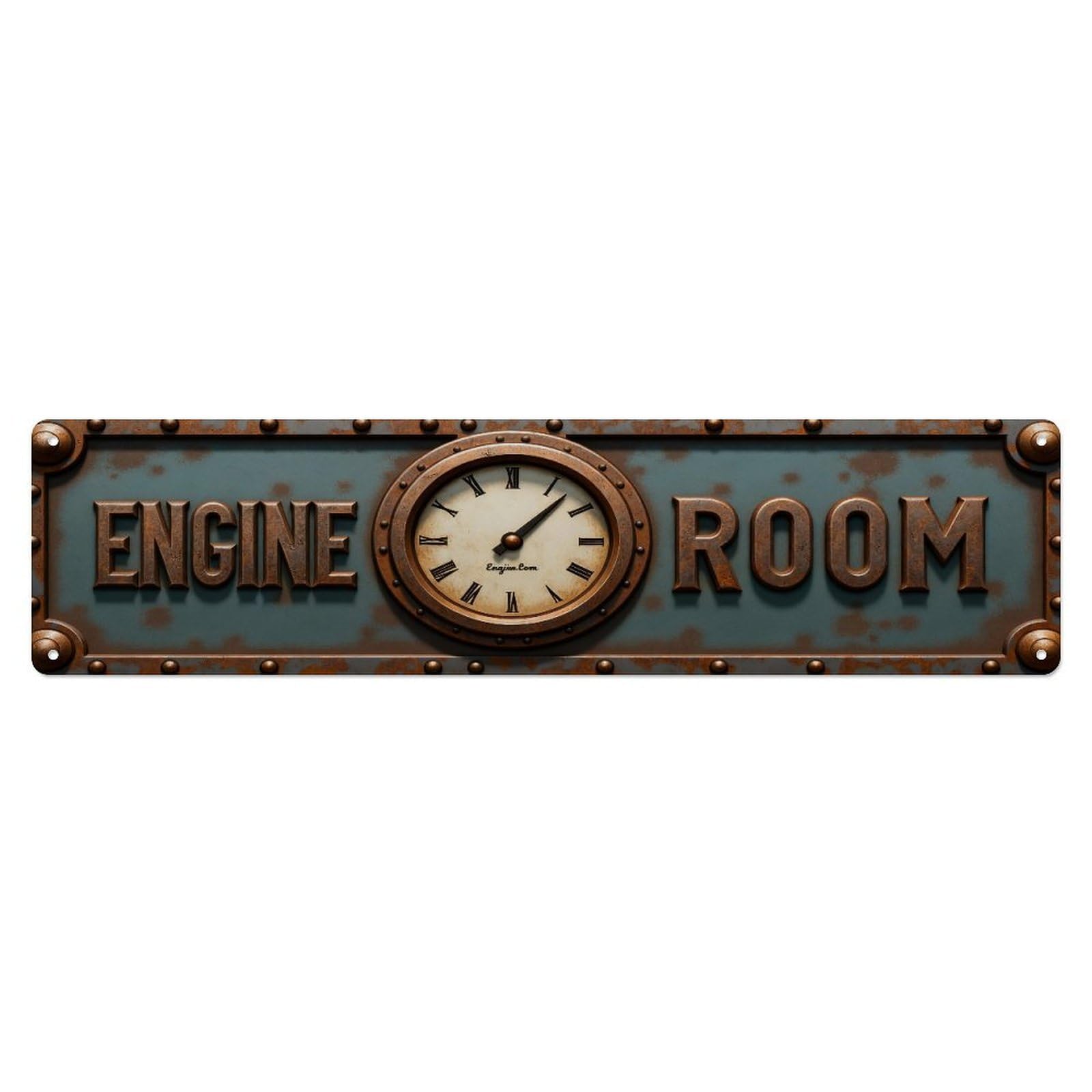 Engine Room Clock Sign Pattern Metal Tin Sign Plaque