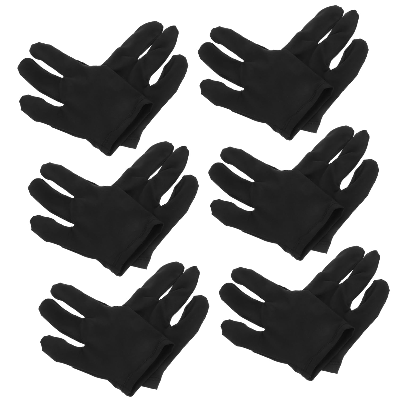 GRIRIW 12Pcs Fingers Billiard Gloves for Pool and Snooker Players Elastic Wrist Fit Durable and Breathable Material Suitable for Men and Women Black
