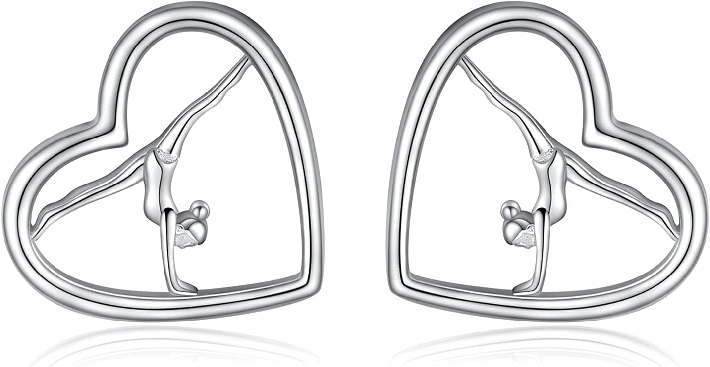 Gymnastics Sport Earrings Stud Sterling Silver Gymnast Team Ballerina Jewelry Gift for Women Birthday Christmas