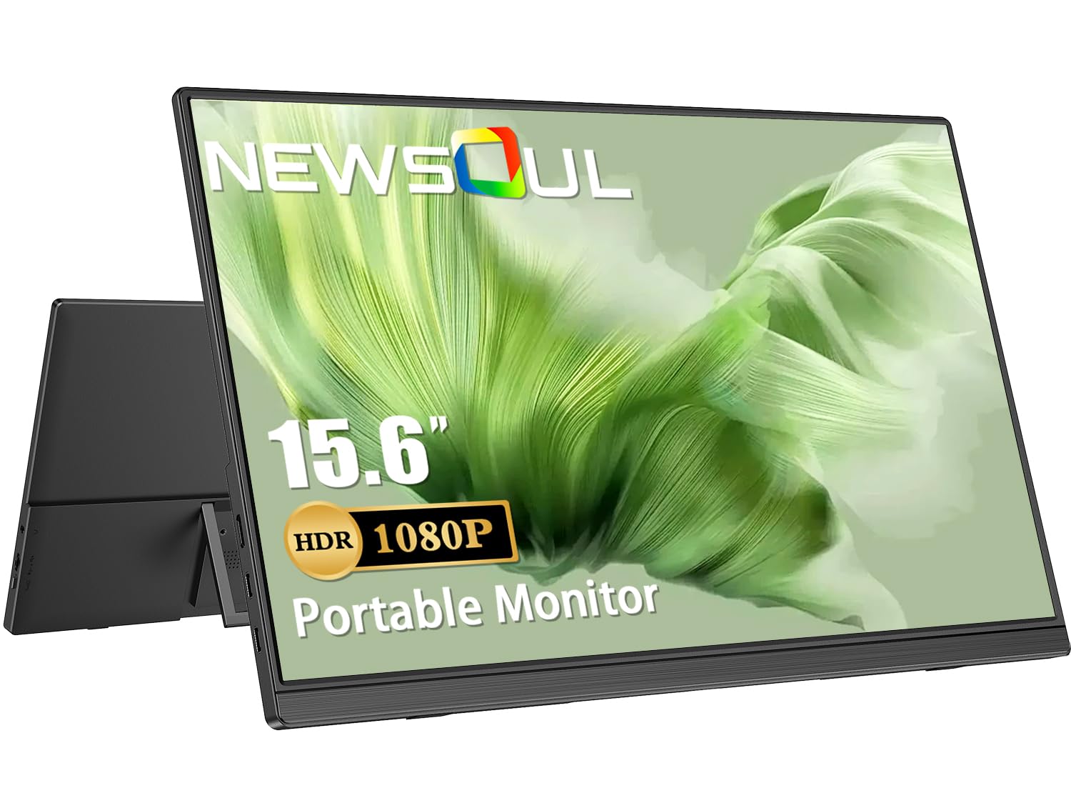 Newsoul Portable Monitor 15.6" Extrand Second Screen for Laptop with 2000:1 Mini HDMI/USB Type C/Dual Speakers/VESA FHD 1080p IPS Matte Screen Eye Care for Laptops PC PhoneEnergy Label