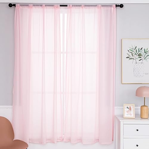 VEGA U Cortinas traslúcidas, suaves y con bolsillo para barra, cortinas de película que debilitan la luz solar, juego de 2 paneles (52 pulgadas de