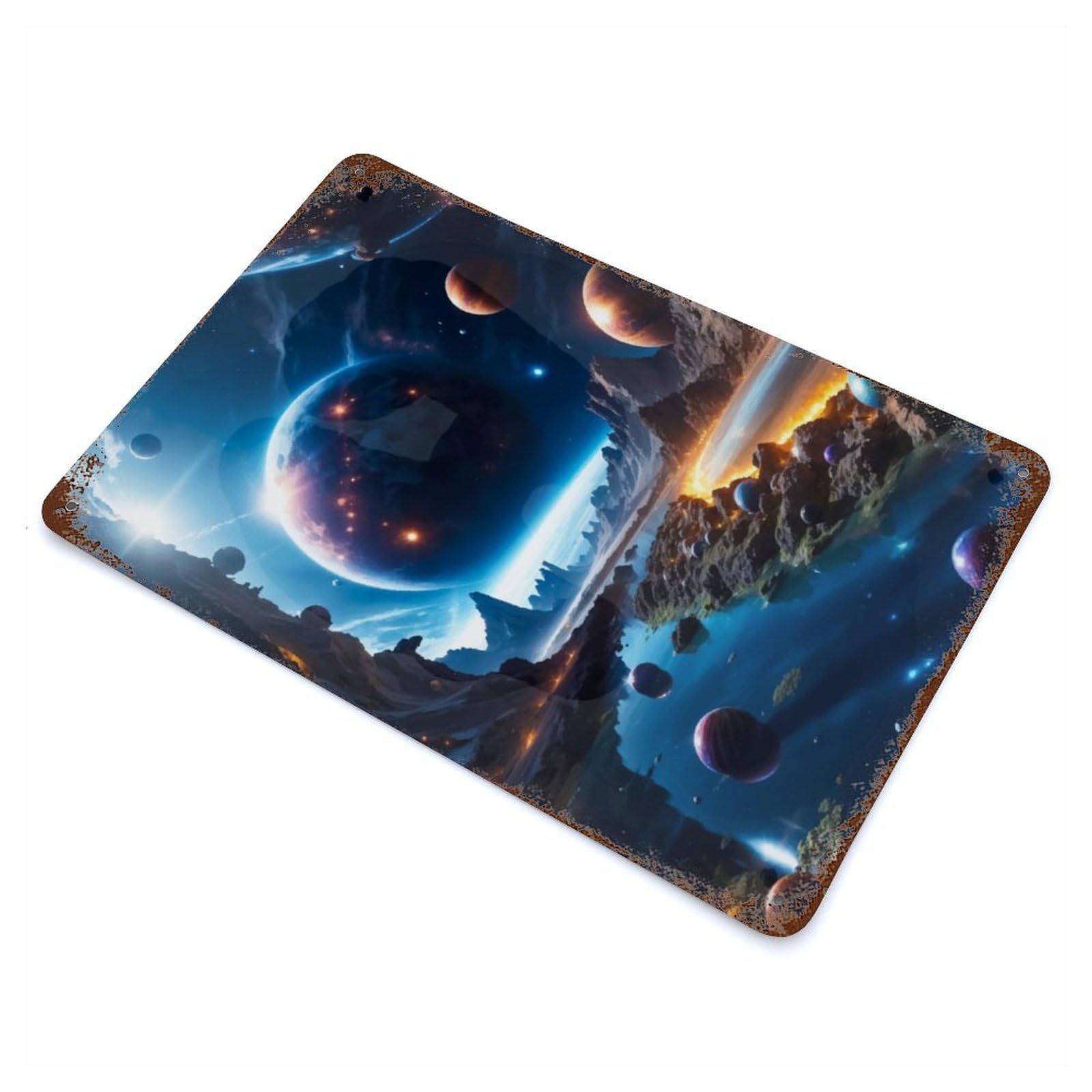 Lakes And Planets 11.8"x7.9" Decorative Tin Sign, Classic Wall Plaque for Cafe, Home Bar And Lounge Decor