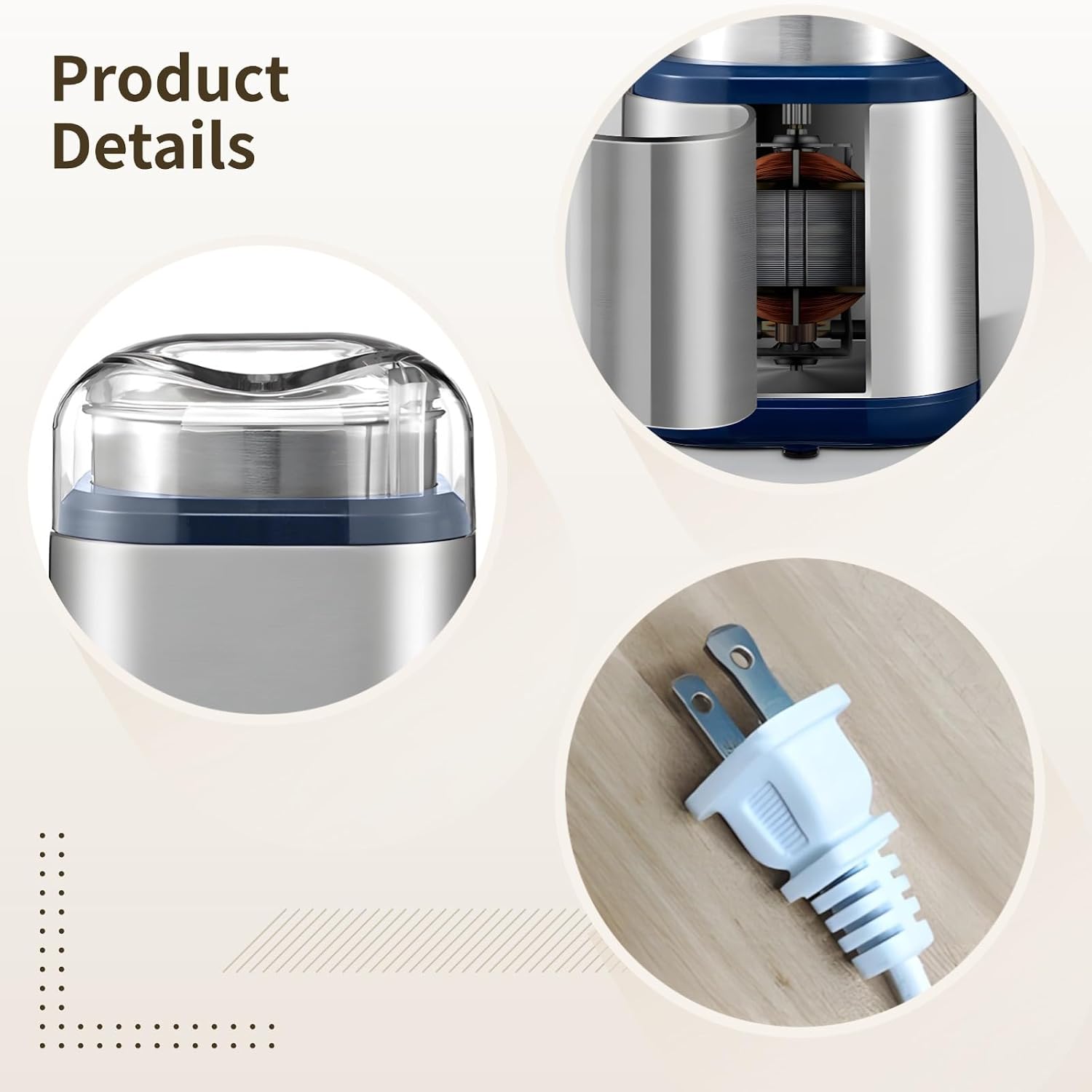 Generic Electric Pill Grinder, 200W Stainless Steel Herb & Spice Grinder, For Coffee Beans, Pills, And Grains, Transparent Lid Included