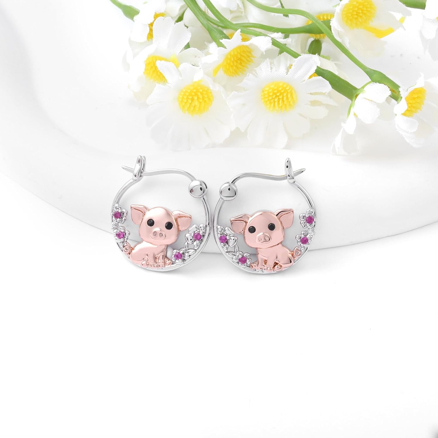 Animal Hoop Earrings for Women - Silver Hypoallergenic Chihuahua/Yorkie/Goat/Pig/Frog/Scorpion/Spider/Mermaid Huggie Earrings Jewelry Gifts Hypoallergenic