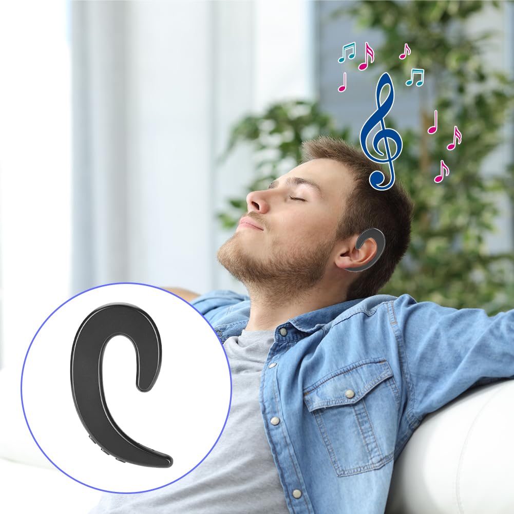 Casque Bluetooth sans Bouchon d'oreille, sans Fil Mains Libres Crochet d'oreille Casque Bluetooth Casque à Conduction osseuse indolore pour Smartphones Conduite d'affaires(Noir)