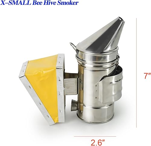 Miniatura 3 de Luwint Kit de ahumador de abeja para niños, mini ahumador de colmena de abeja de 7 pulgadas con guantes de apicultura para niños y niñas de 4 a 10