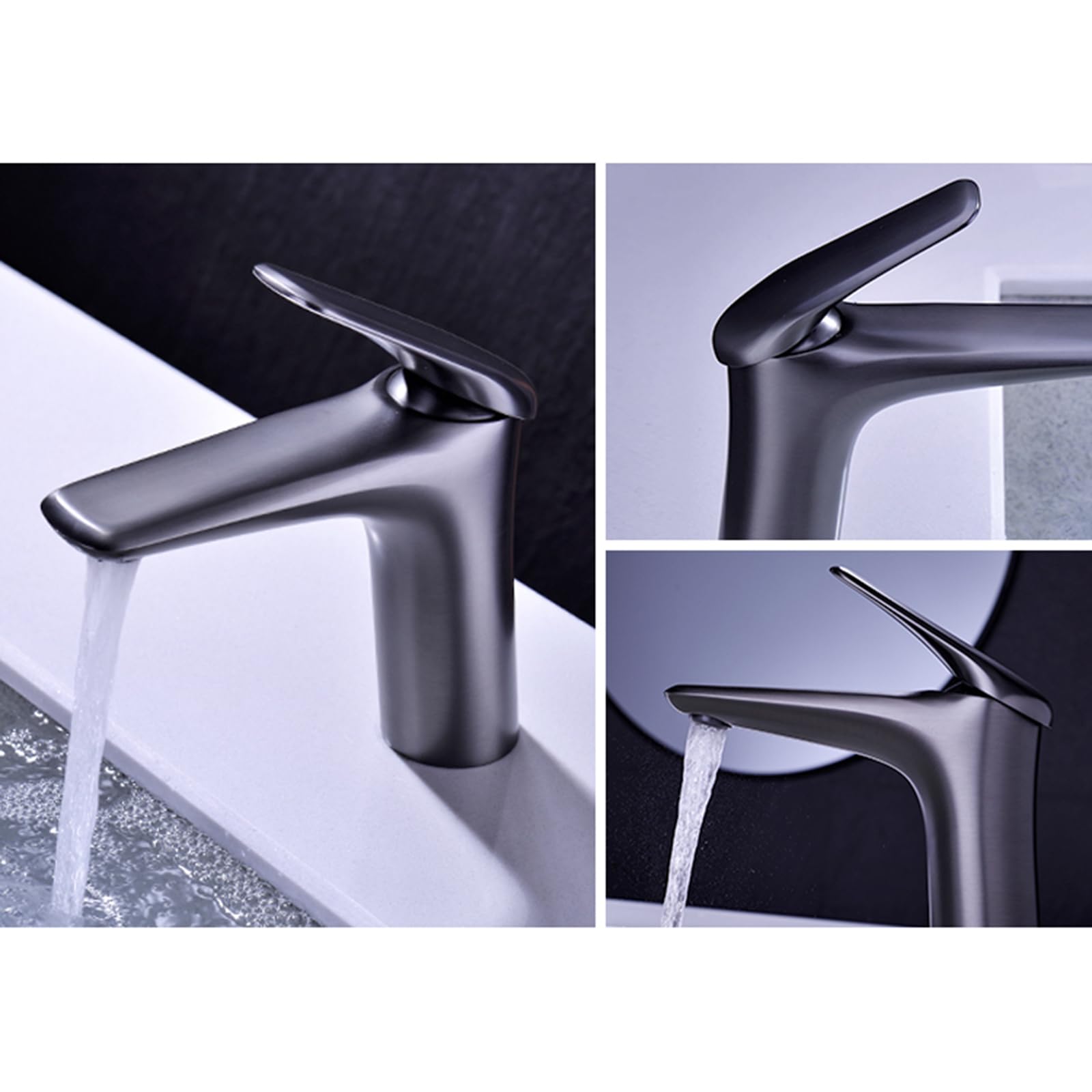 BiaoTeng Waschbecken Hahn Bad grau Einhebelmischer Waschbecken Messing Wasserhahn Bad Waschbecken Wasserhahn Badezimmer, grau