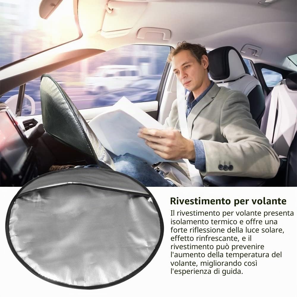 DONGKER Parasole Volante per Auto,40cm/15,75" Coprivolante Parasole per Auto in Alluminio per la Maggior Parte di Auto SUV Camion