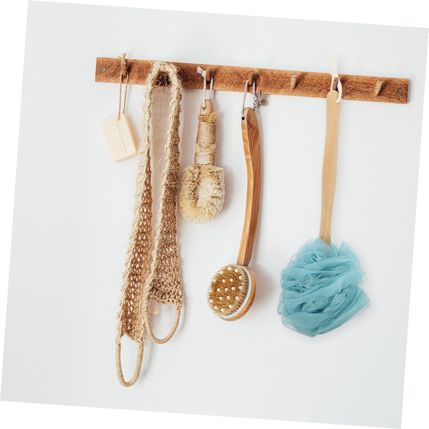 Cepillo de Baño Paquete de 4 Piezas y Mango Largo de Madera y Cerdas de Nailon para Exfoliar y Limpiar la Espalda para Adecuado para Ducha y Cuidado Personal Ducha Cuidado Personal