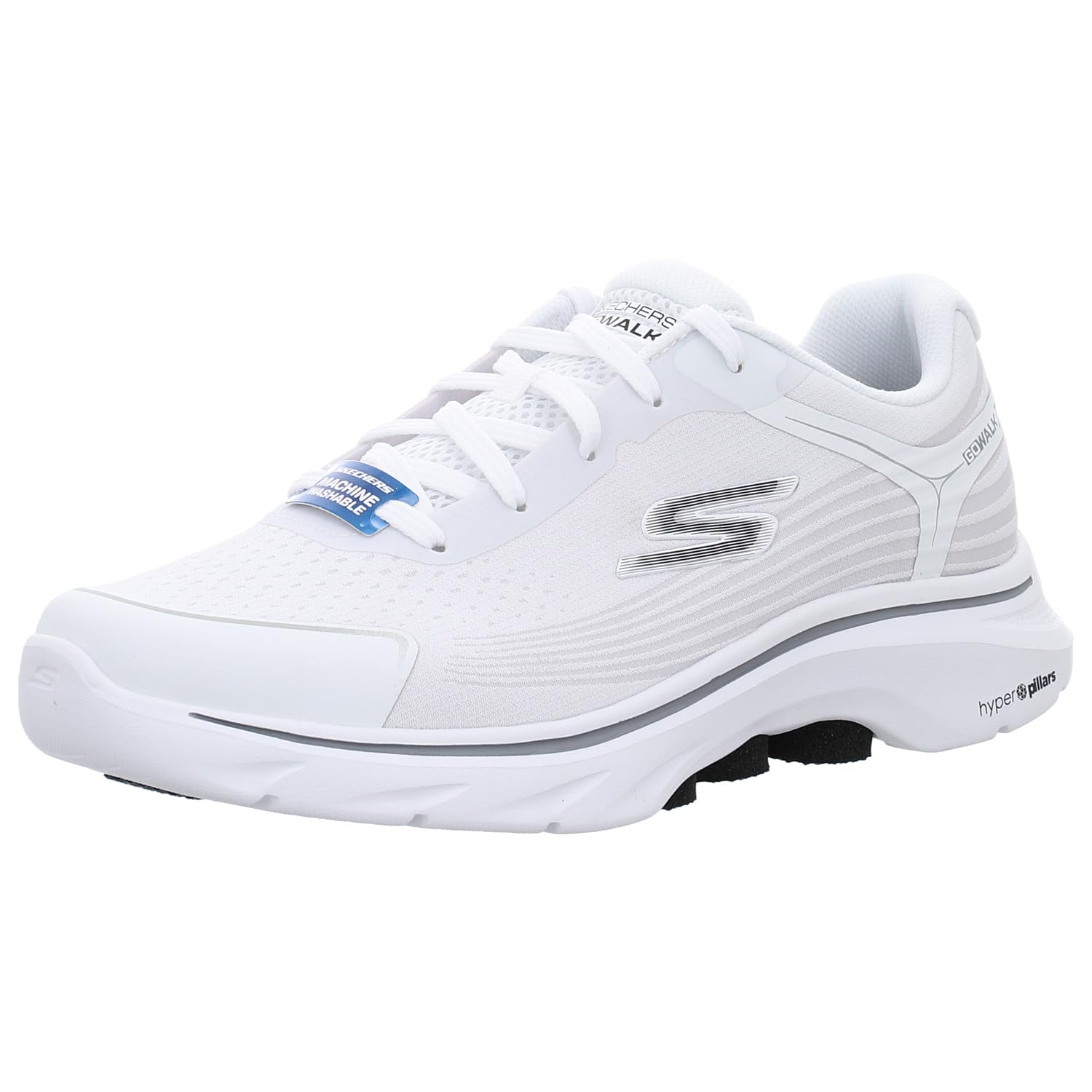 Skechers Men's Go Walk 7 Alen Sneaker, White and Gray Textile/Synthetic, 10.5 UK