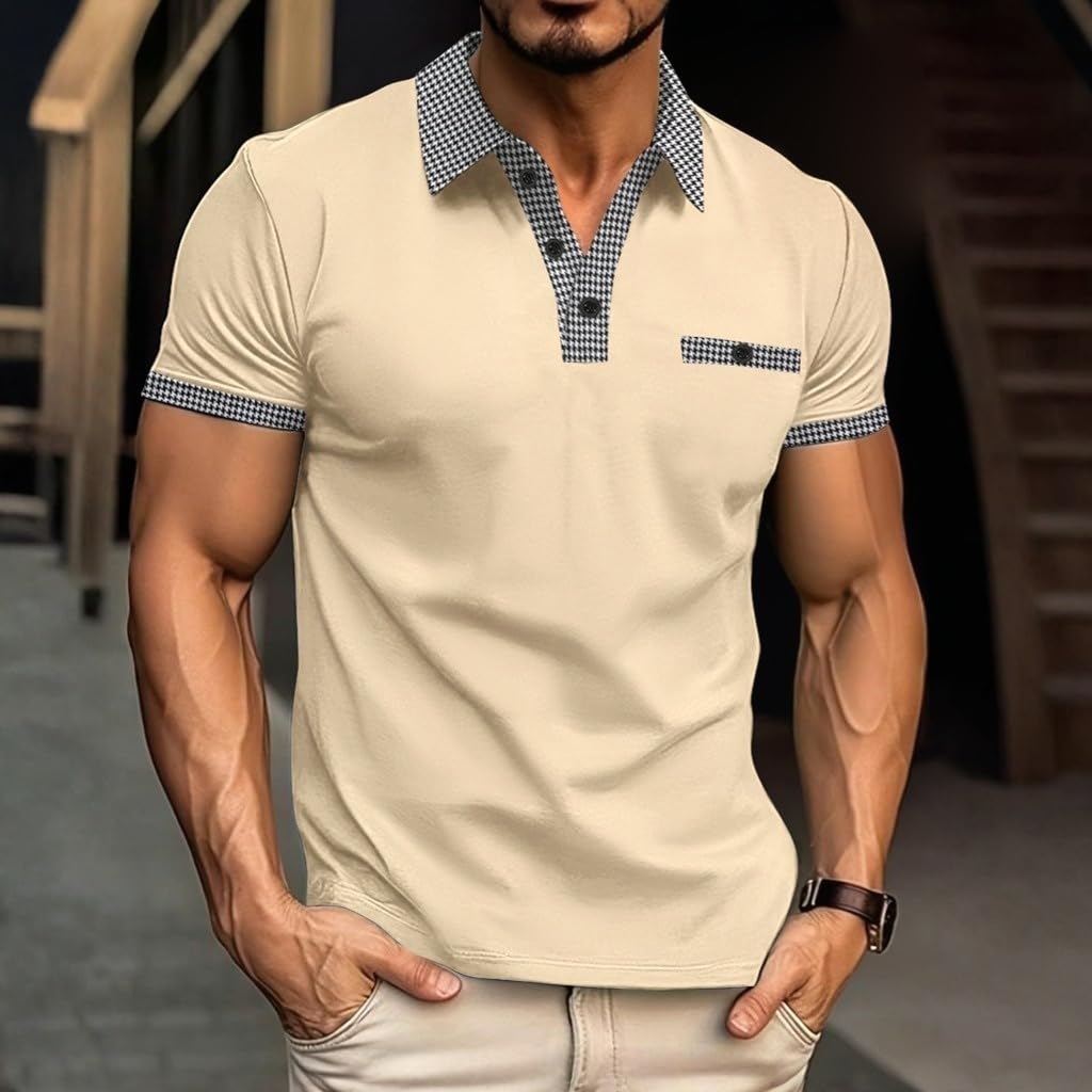 Men’s Classic Polo Shirts Casual Short Sleeve T-Shirts Summer Button Golf Slim Fit Tops