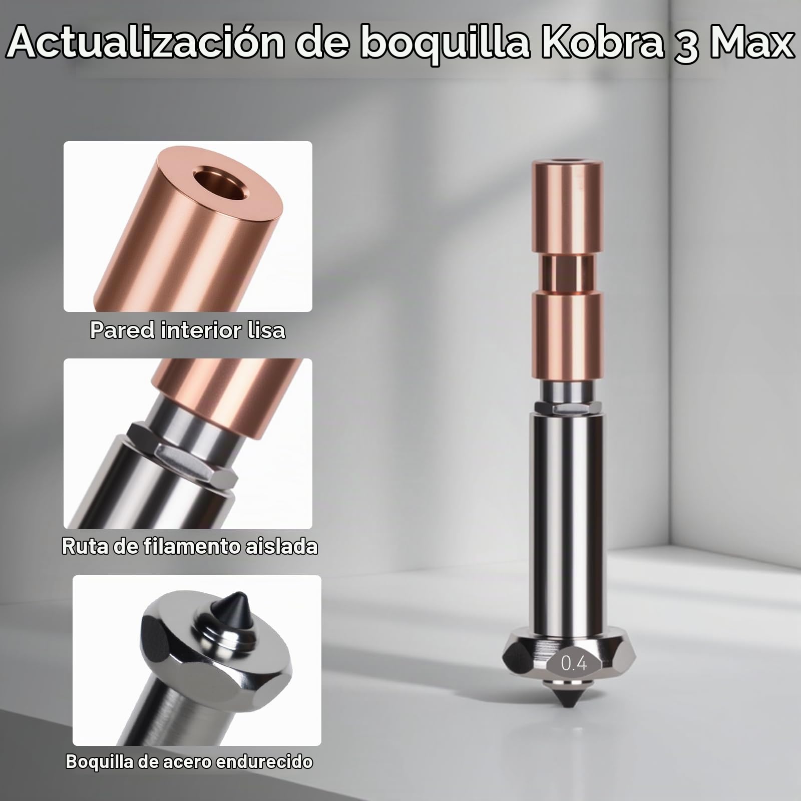 Actualización Kobra 3 Max Hotend Extrusor Bi-Metal de repuesto con 0.4/0.6/0.8mm Quick-Swap Boquillas de Acero Endurecido y Cubierta Silicona Compatible with Anycubic Kobra 3 Max/Combo Impresora 3D