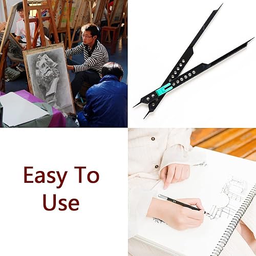 Miniatura 6 de Divisores de escala proporcional para artistas, herramientas de dibujo, herramientas de calibrador de medición, regla de brújula multifuncional para