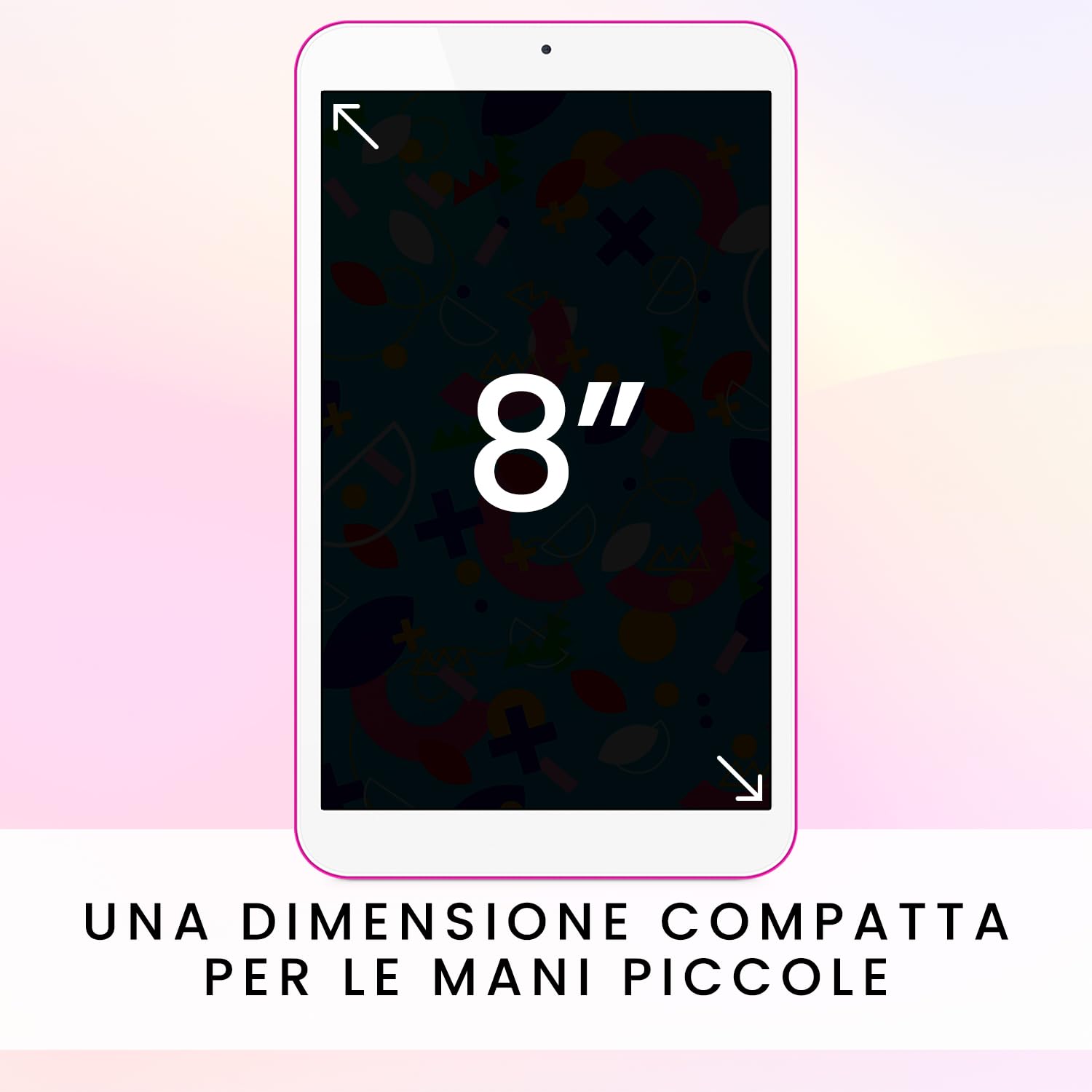 SPC Gravity 3 Mini – Tablet per bambini con schermo da 8”, parental control, 4GB di RAM, 64GB di memoria interna espandibile, batteria da 4.000 mAh, USB-C, Android 12 – Colore rosa