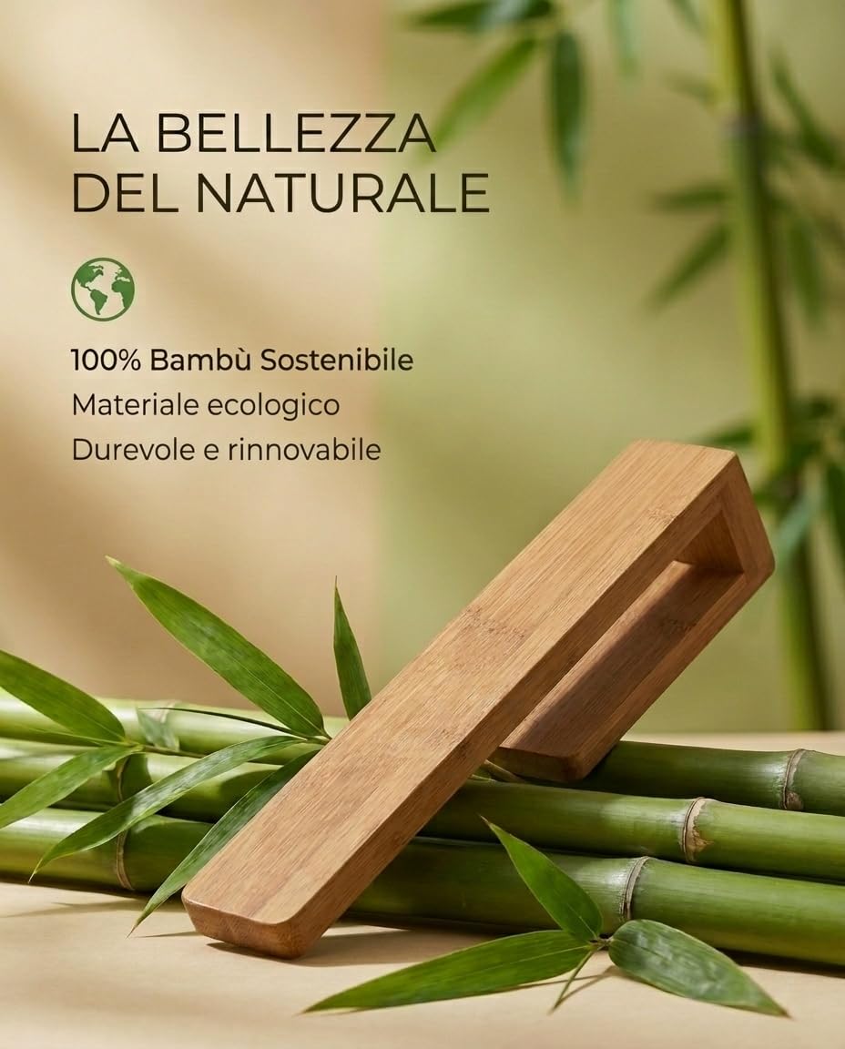 Porta Asciugamani Bagno Bambù Naturale 30cm Adesivo Extra Forte Resistente all'Umidità