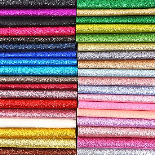 Caydo 36 Colors Fauxs Leather Sheets, Glitter Fabric Sheets Canvas Back for Valentine's Day Earring Making and Bow Hair Clips Craft, 6.3 x 8.3 Inch