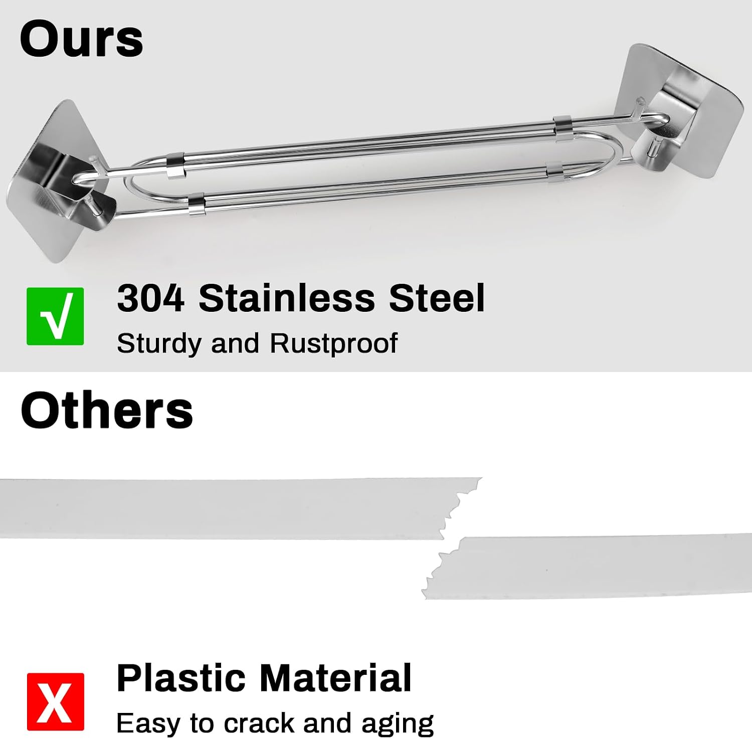 Sanchamy Upgraded RV Shower Corner Storage Bar Adjustable Stainless Steel RV Corner Storage Bar for Shower 7"-13" Rod with Rotatable Angle and Hook for Bathroom in RV/Camper/Travel Trailer-2 Packs image 4