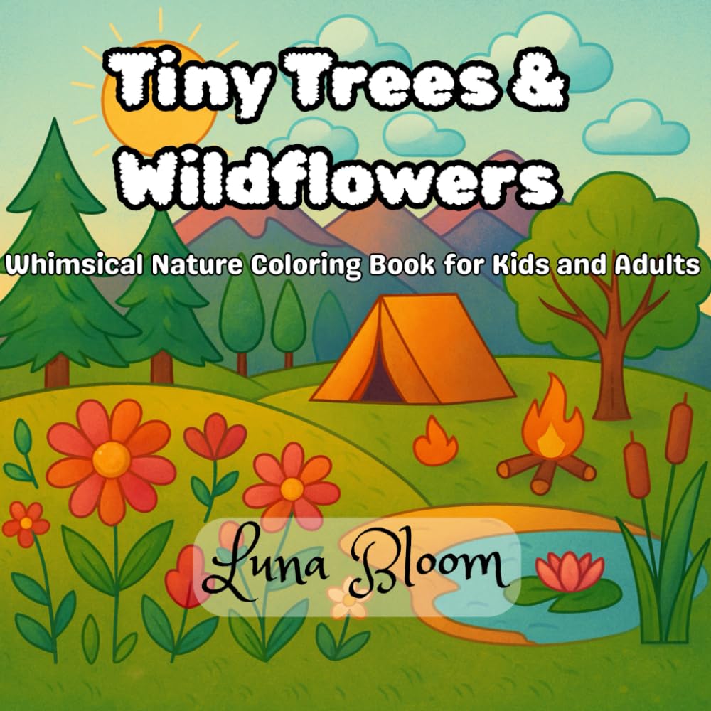 Tiny Trees & Wildflowers: A Whimsical Nature Coloring Book for Kids and Adults