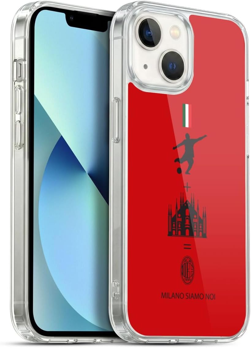 Head Case Designs Officially Licensed AC Milan Red Crest Patterns Gel Case [Military Grade Protection] Compatible with Apple iPhone 13