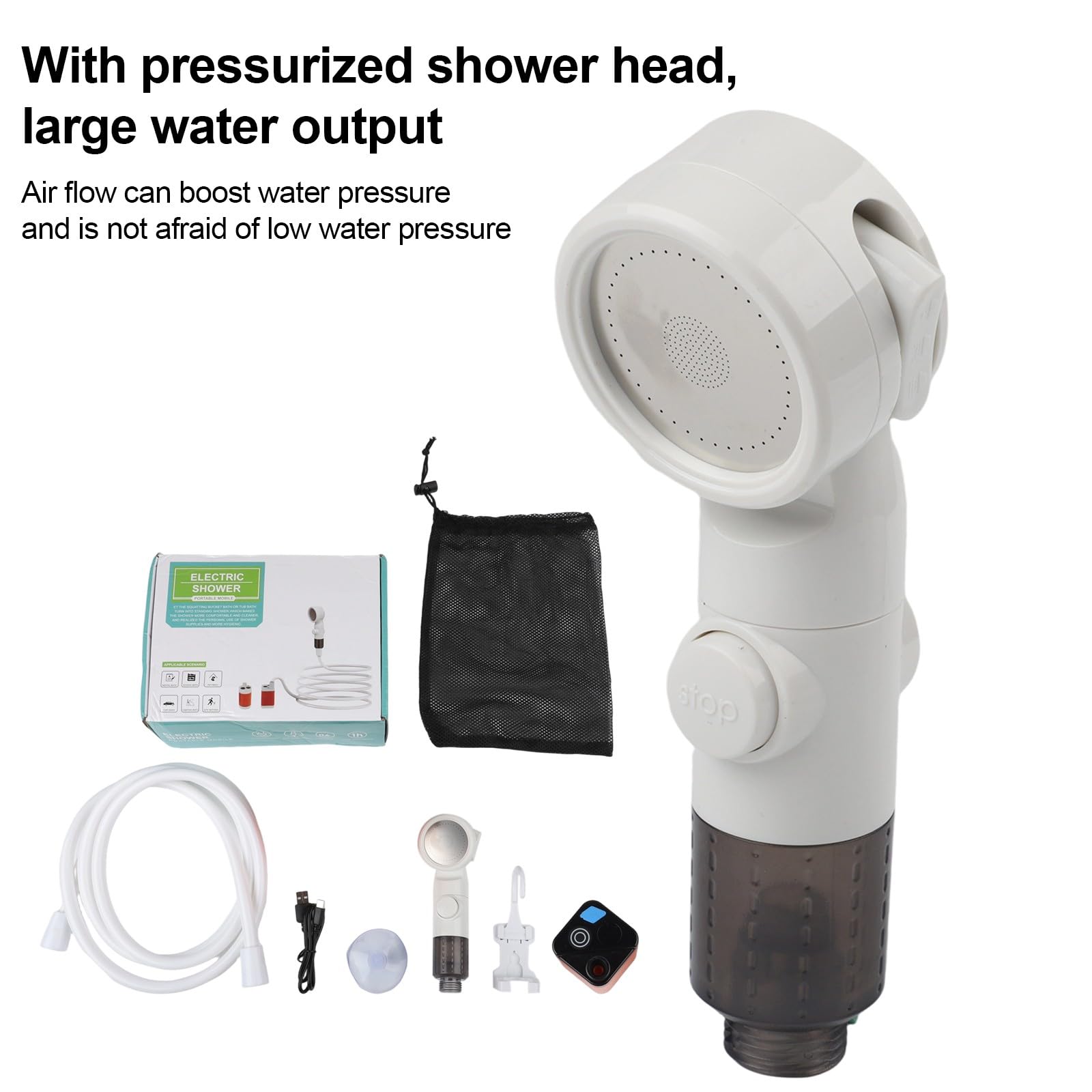 Pompe de douche portable de camping, batterie de 6000 mAh avec tuyau de 2 m, pour pompe à eau double mode, lavage de voiture, jardin, animal domestique, orange