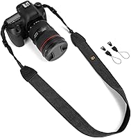 WANBY Black Canvas Camera Strap with Quick Release Buckles - Adjustable Neck Shoulder Strap for DSLR SLR Cameras & Binoculars