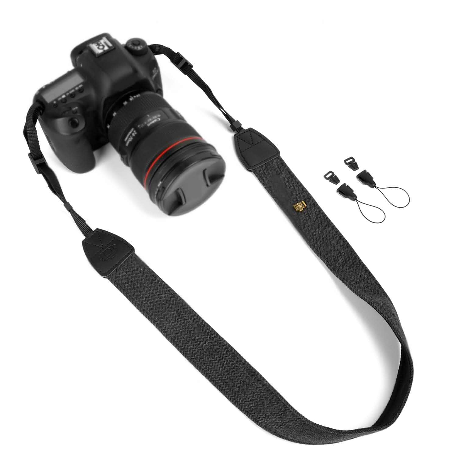 Camera Strap Canvas Black Shoulder Strap with Quick Release Buckles Adjustable Vintage Neck Shoulder Carrying Strap for DSLR SLR Most Digital Cameras