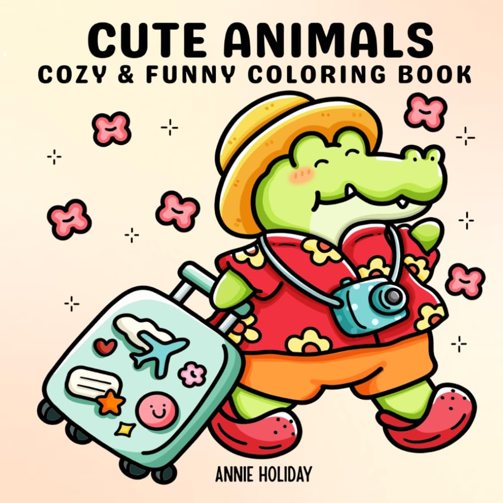 Cute Animals: Bold & Easy Coloring Book for Adults and Kids with Cozy and Funny Characters