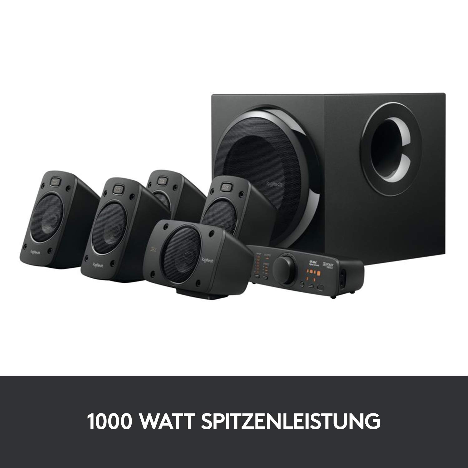 Logitech Z906 5.1 Sound System, 1000 Watt Surround Sound, THX, Lautsprecher, EU Stecker, Schwarz