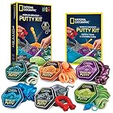 NATIONAL GEOGRAPHIC World's Greatest Putty - Assortment of 6 Putty Varieties for Kids, Including Color-Changing Putty, Blue Metallic Putty, and More, Includes 6 Putty Tins and Learning Guide