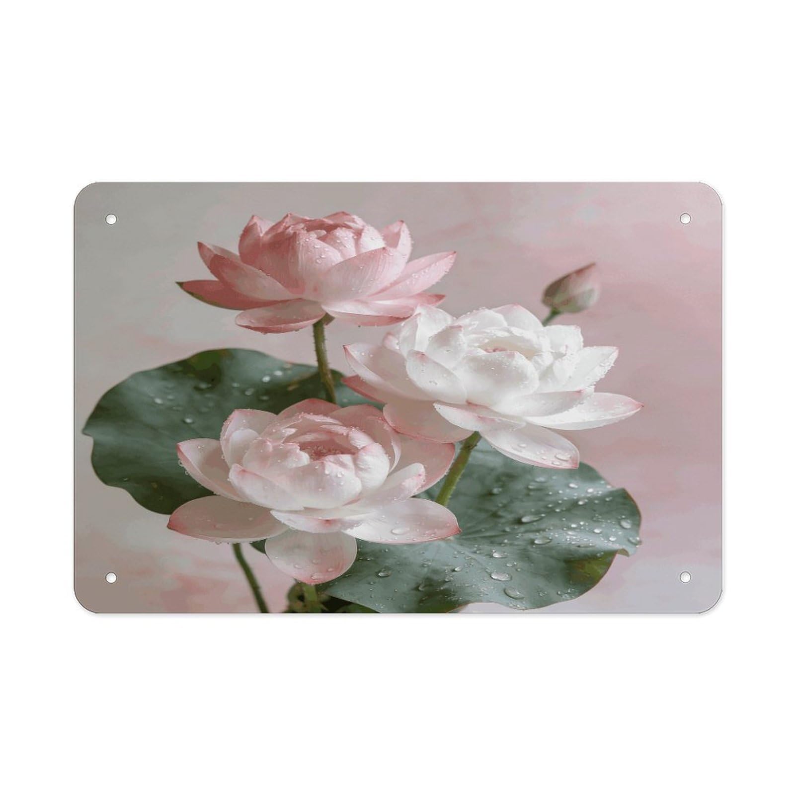 Fodpand Style Lotus Floral Wall Art Metal Tin Signs Bar Metal Tin Sign Wall Decor For Home Living Room Bedroom Toilet Hotel Halloween Decor Gifts 7.9X 11.8 Inch
