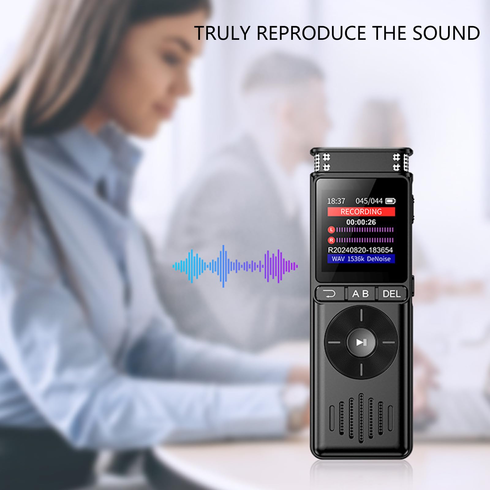 Grabadora de voz digital con reducción de ruido, reproductor MP3 activado para conferencias, reuniones, entrevistas, grabadora