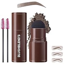 Blushblend’s Eyebrow Stamp and Eyebrow Stencil Kit, One Step Brow Stamp, 3 Eyebrow Stamp Stencils Kit and Brow Stamp Shaping Kit with 2 Eyebrow Brushe, Waterproof, Long-lasting (BROWN)