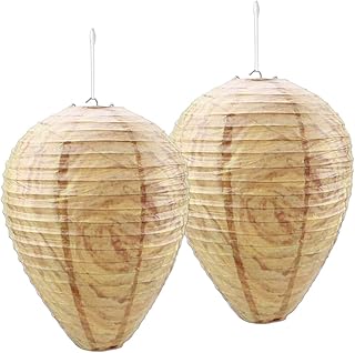 Sopcone 2 Pack Wasp Nest Decoy Hanging Fake Wasp Nest Wasp Deterrent for Wasps Hornets Bee Yellow Jackets for Home and Garden Outdoors