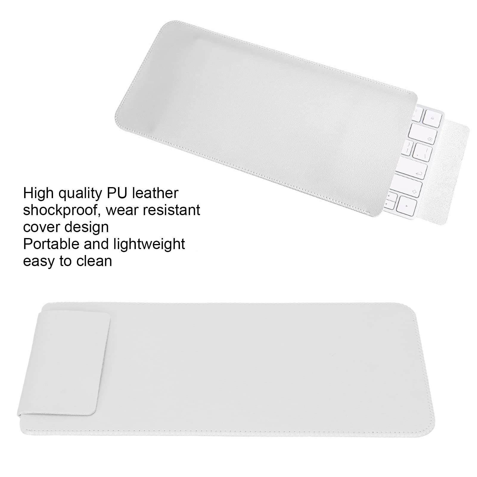 Etui Ochronne na Klawiaturę, Przenośna Lekka Torba do Przechowywania Bezprzewodowej Klawiatury ze Skóry PU, Wodoodporna i Odporna na Wstrząsy, na Klawiaturę Magic Keyboard 2(biały)