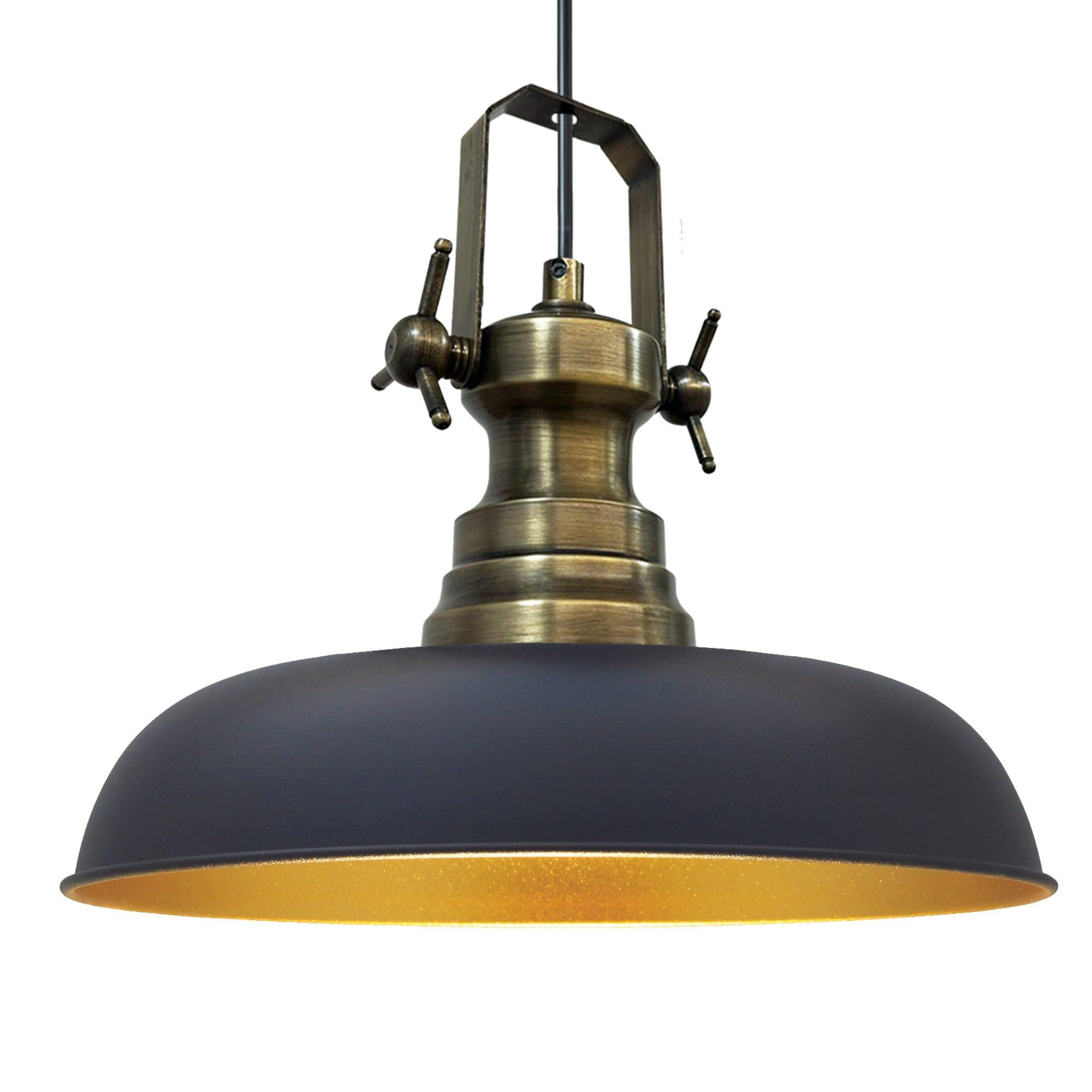 Bamyum Black Turami Hanging Lamp Industrial Pendant Light, 30 Cm Lamp Shades, Modern Metal Kitchen Island Lights, E27 Pendant Lamp For Living Room And Dining Room, Pendant Light