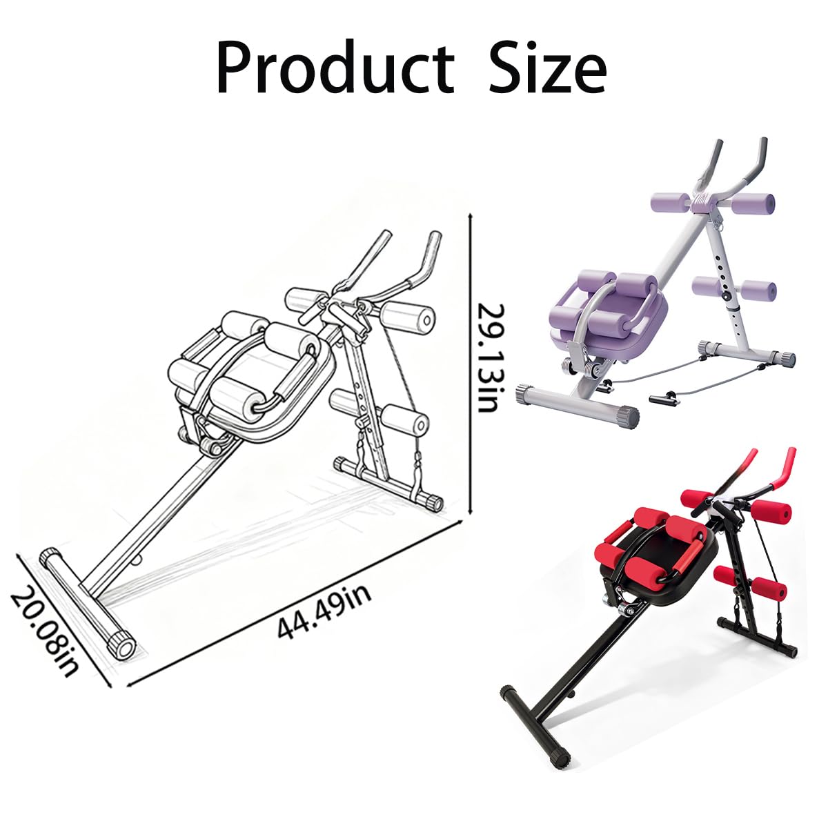 Bauchtrainer für Zuhause Verstellbarer, multifunktionaler Bauchmuskeltrainer, Fitnessgerät bis 150 kg belastbar, Full Body Abdominal Trainer für Herren und Damen (blackish red)