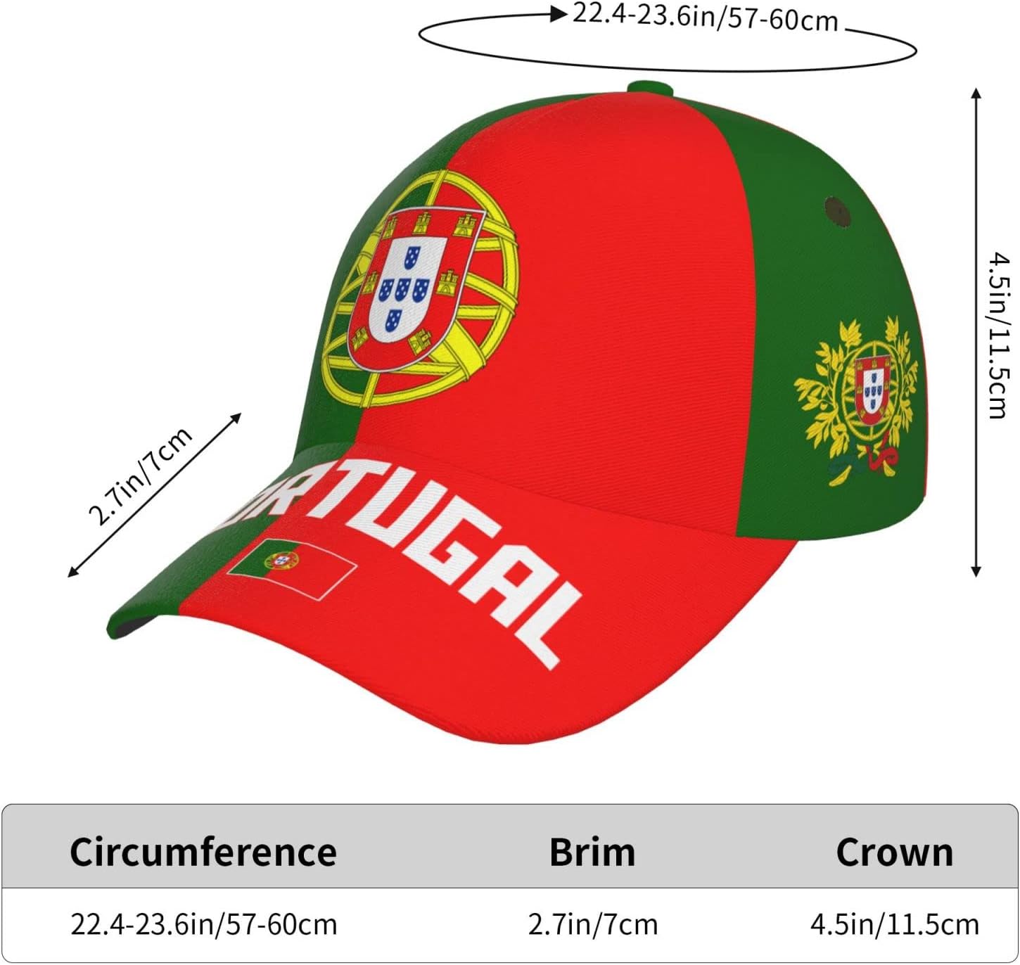 Portugal Flag Cool Portuguese Baseball Cap 3D Full Print Adult Unisex Adjustable Hat Soccer Patriotic Caps - Image 5