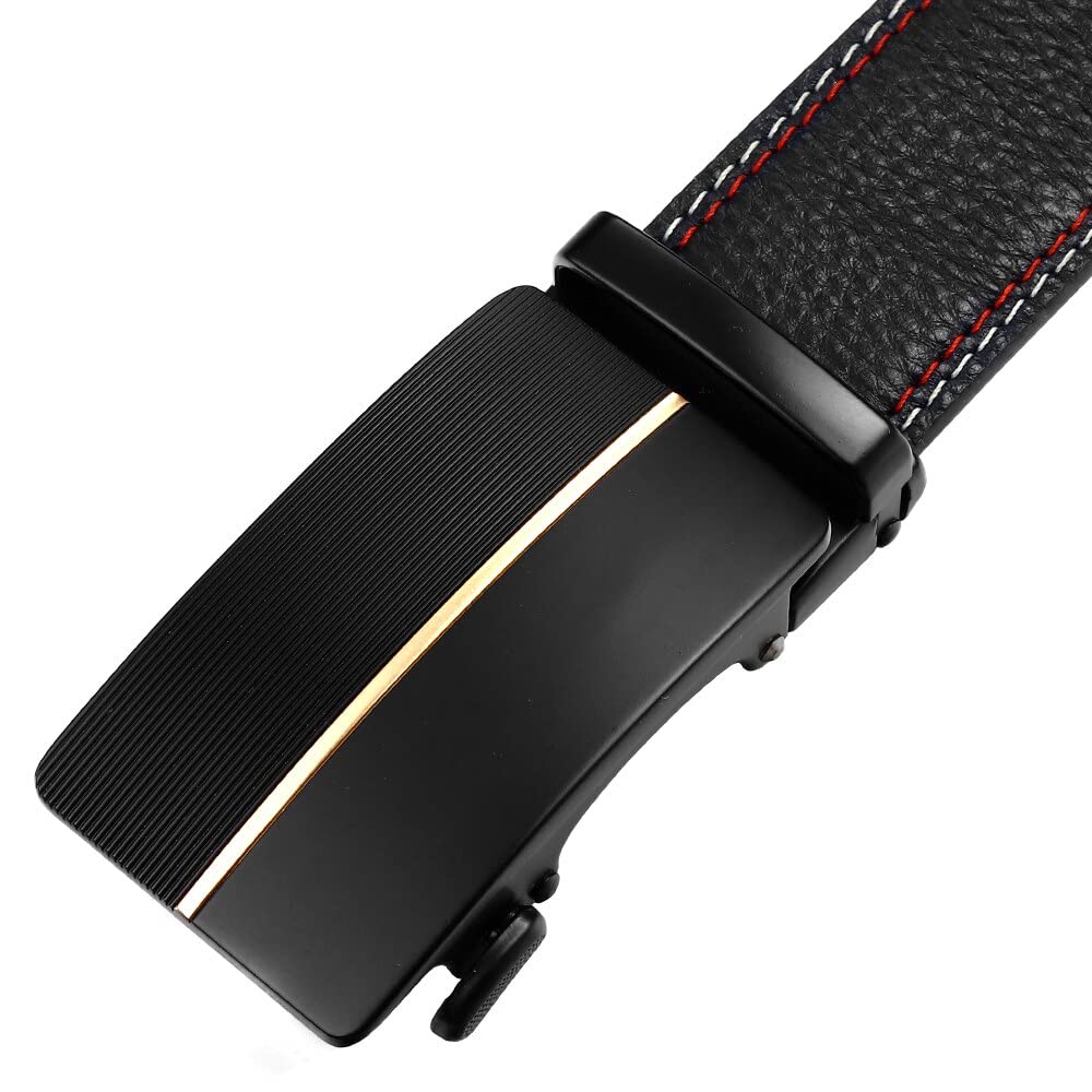 Cintura, Cinture da Uomo in Vera Pelle Fibbia a cricchetto Fashion Fashion Luxury Maschio Black Cow Hide Cyhaband (Color : Nero, Size : Length 120CM)