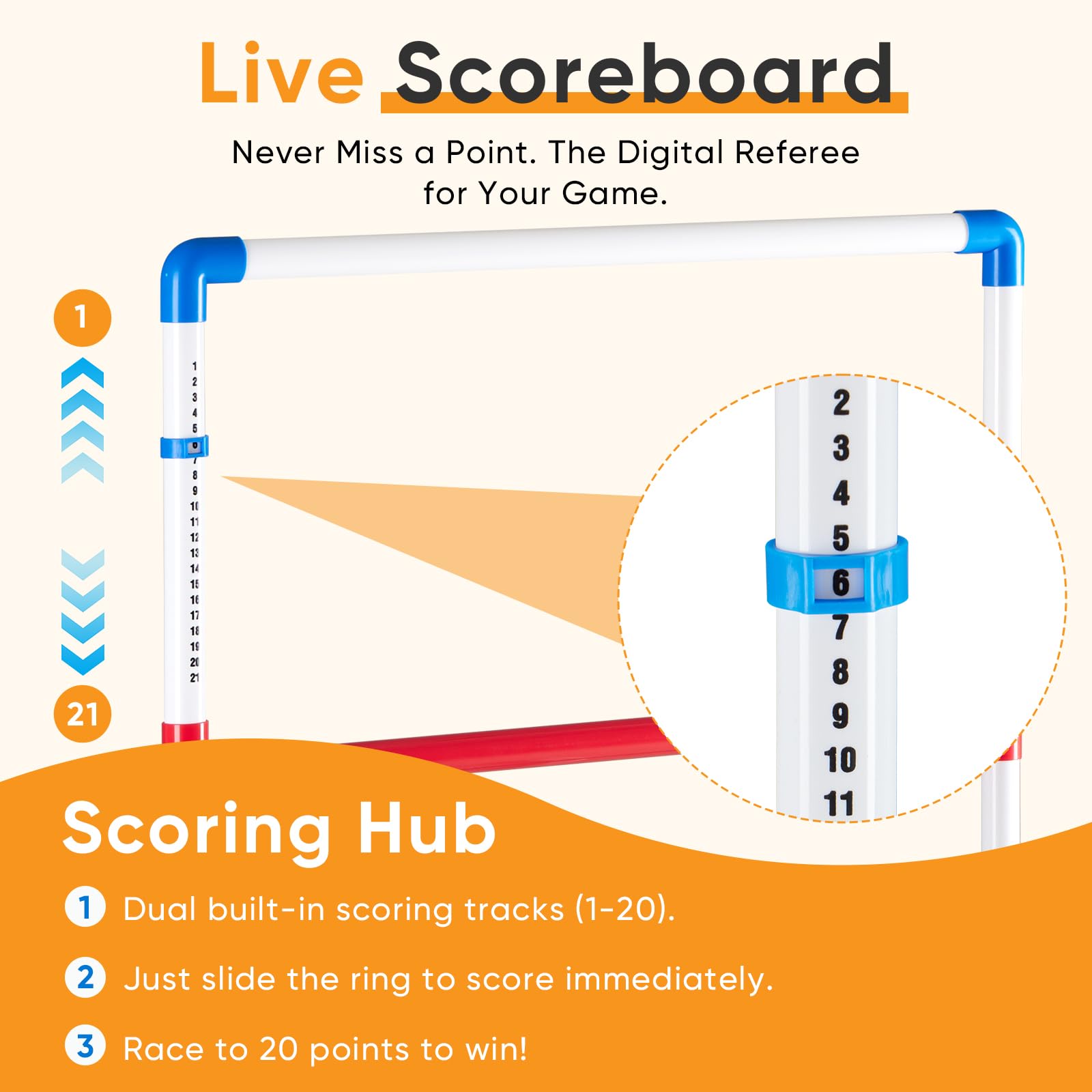 NEWBULIG Leiter Wurfspiel, Schrittball Golfset mit Wurfbällen, Leiter Ballspiel für Outdoor-Rasen, Bauernhof und Garten für Familie, Erwachsene und Kinder, komplett mit 6 Bolen, Score-Tracker und
