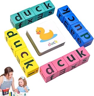 Vibbang Crossword Puzzles, Matching Letter Game, Letter Spelling Games, Learning Alphabet Word Games Montessori Toys, Wooden Blocks Letter Puzzles With 40 Cards, Educational Toys for 3+ Year Kids