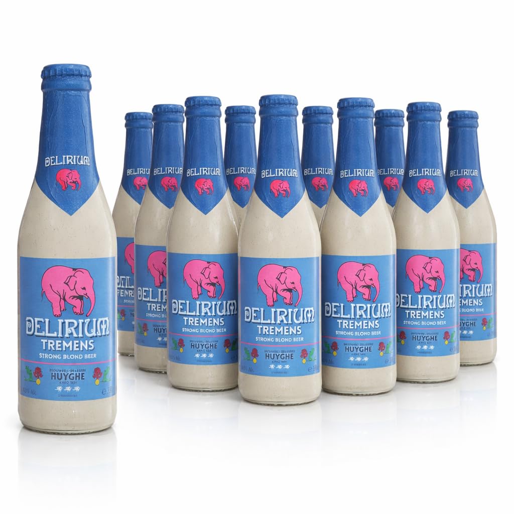 Delirium Tremens Belgisches Starkbier 12 Flaschen 0,33l 9% Vol. Premium Bierspezialität aus Belgien Porzellanflasche Craft Bier Geschenkset Belgische Braukunst