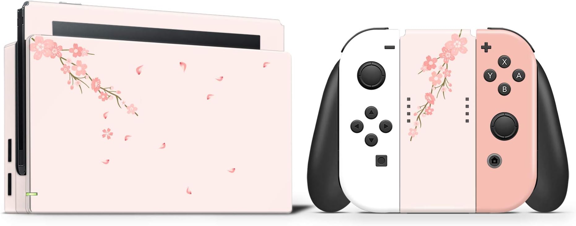 Cherry Blossom Petals Solid Colors Pale red White Full wrap Vinyl Skin for Nintendo Switch 3M Premium Vinyl 3M overlaminate (Dock)