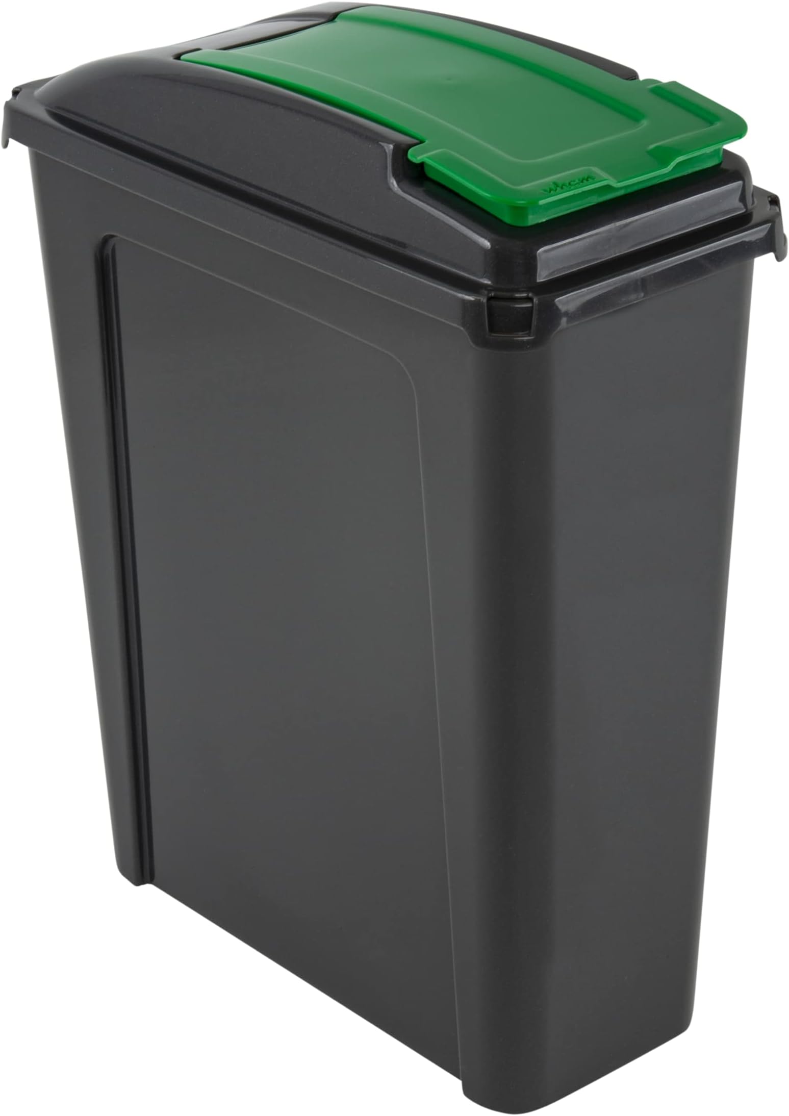 3 x Recycling Bin Slim Kitchen Trash Can Rubbish Dustbin with Green